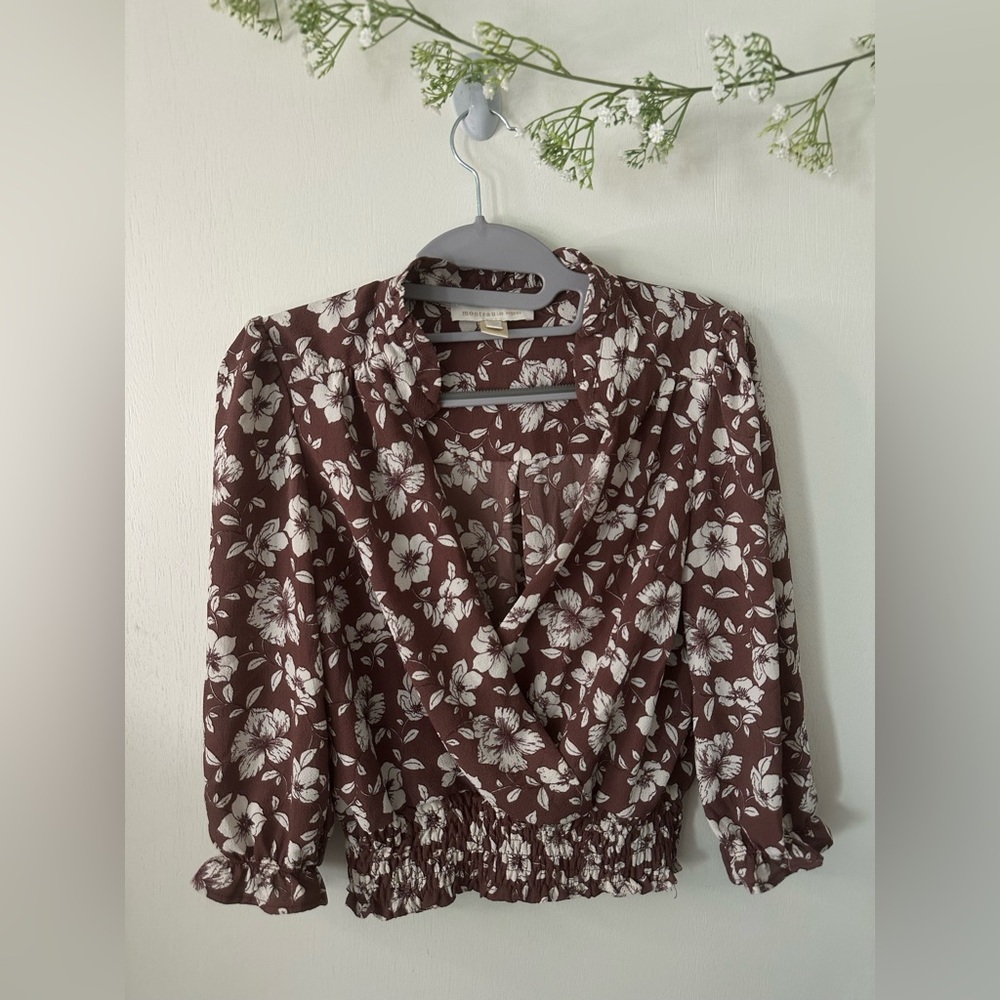 Monteau | Floral Brown/Cream Blouse